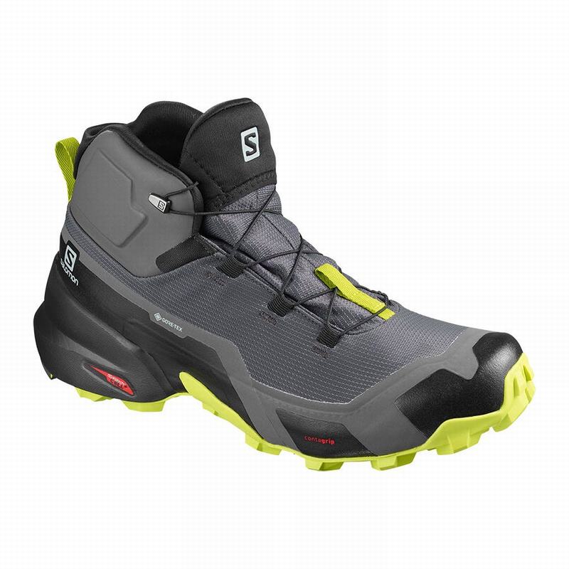 Salomon Singapore Mens Hiking Boots - CROSS HIKE MID GORE-TEX Black/Light Green | 23485-YTNS